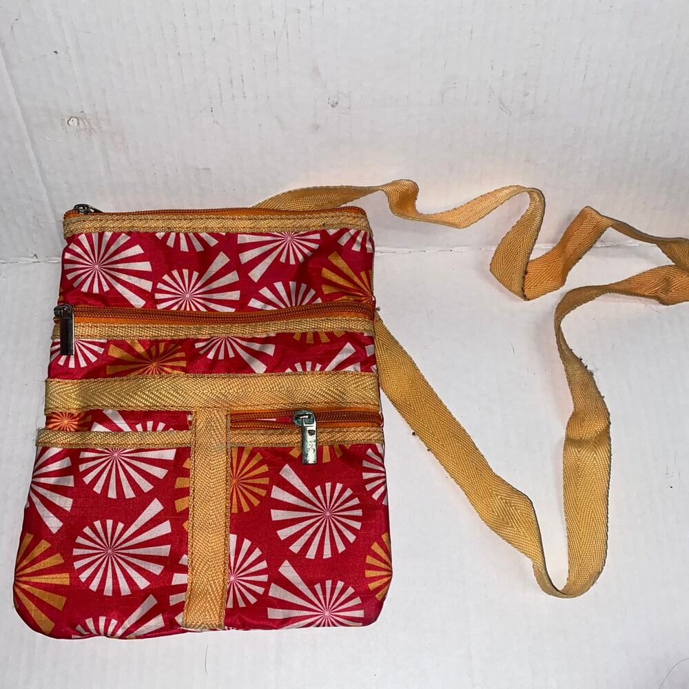 In Stitches Vintage Pink Orange White Crossbody Beach Bag Women's Purse